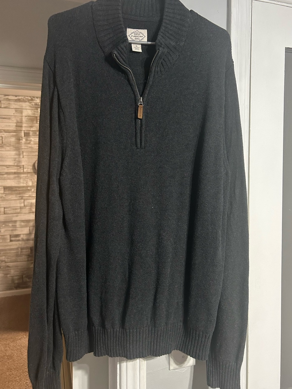 St. John's Bay Men's Black Zip-Neck Sweater